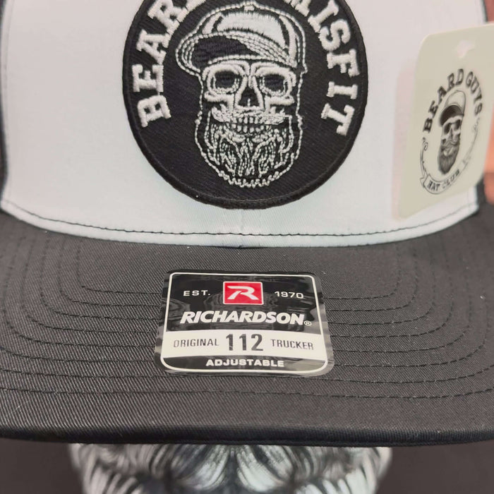 Bearded Misfit Skull Trucker Hat – Richardson 112 Adjustable Cap for Bearded Men