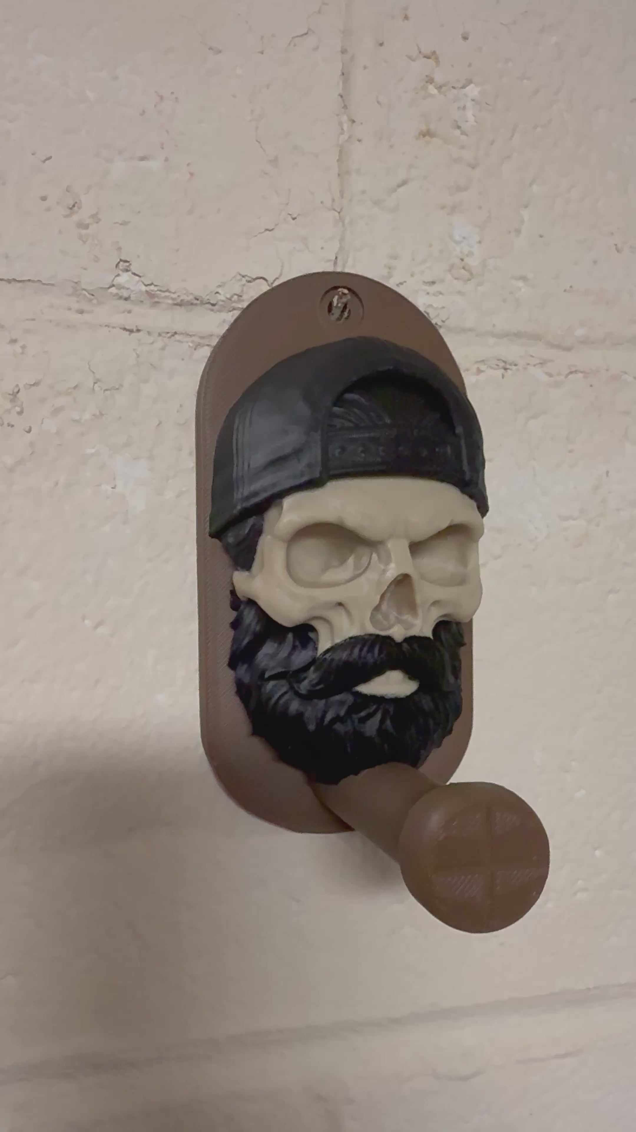 Bearded Skull Hat Holder Wall Hook – 3D Printed Beard & Cap Display