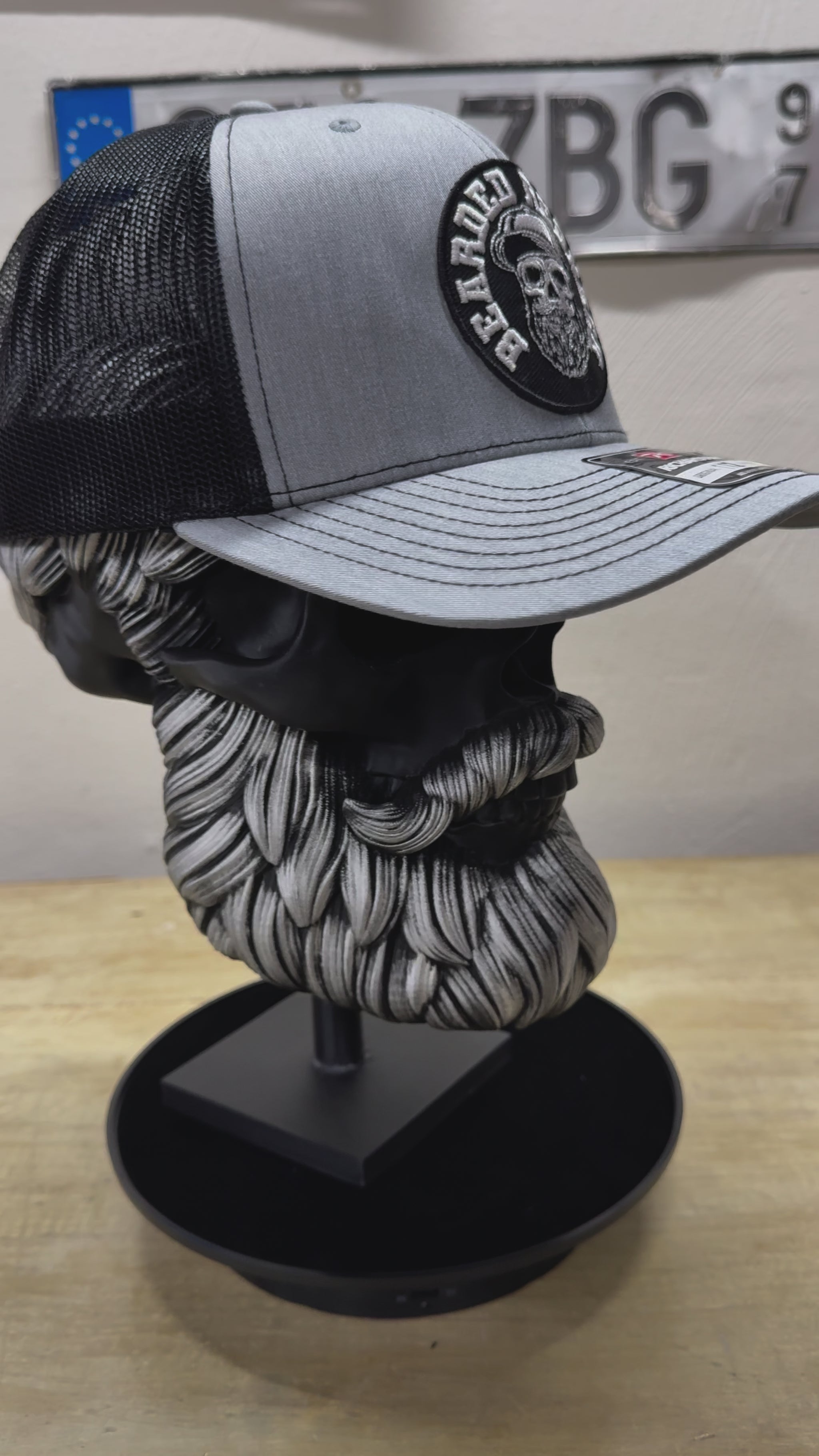 Bearder Redneck Skull With A Beard Trucker Hat 