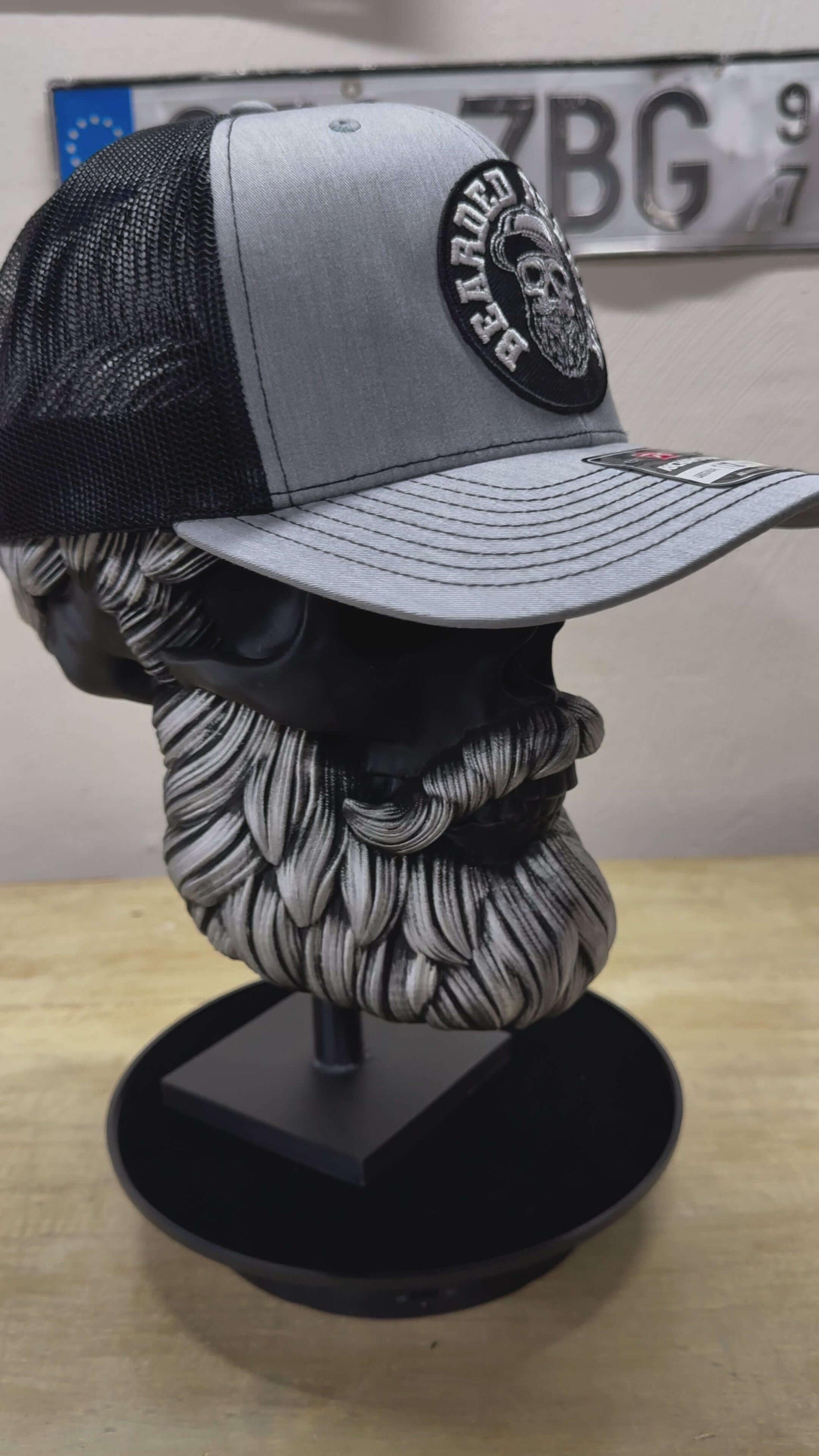Bearder Redneck Skull With A Beard Trucker Hat 
