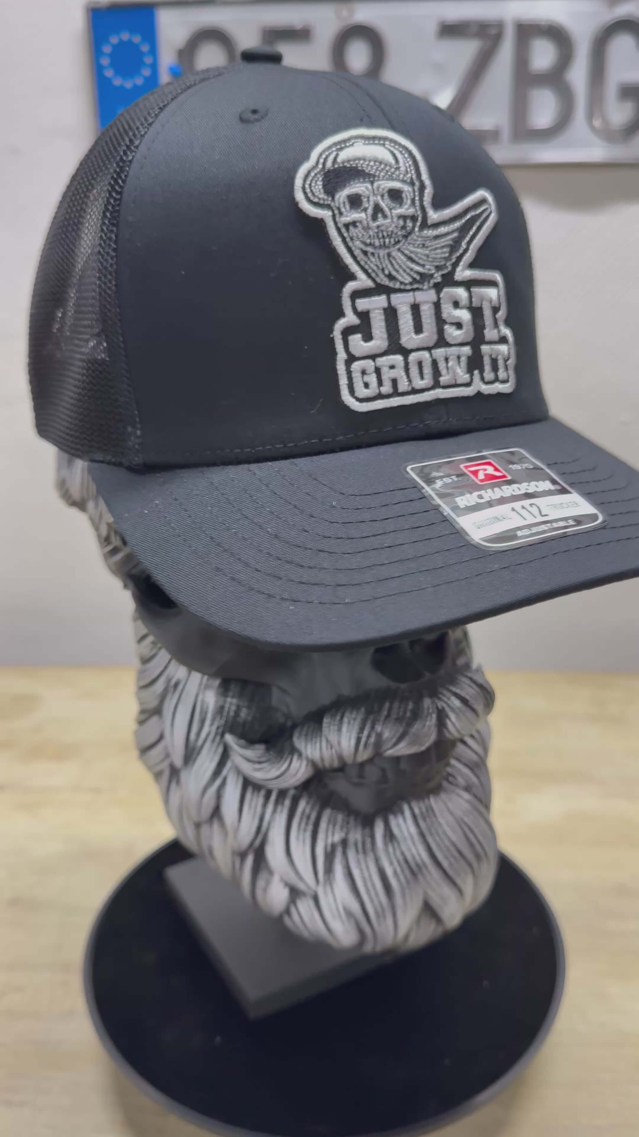 Just Grow It Bearded Skull Trucker Hat