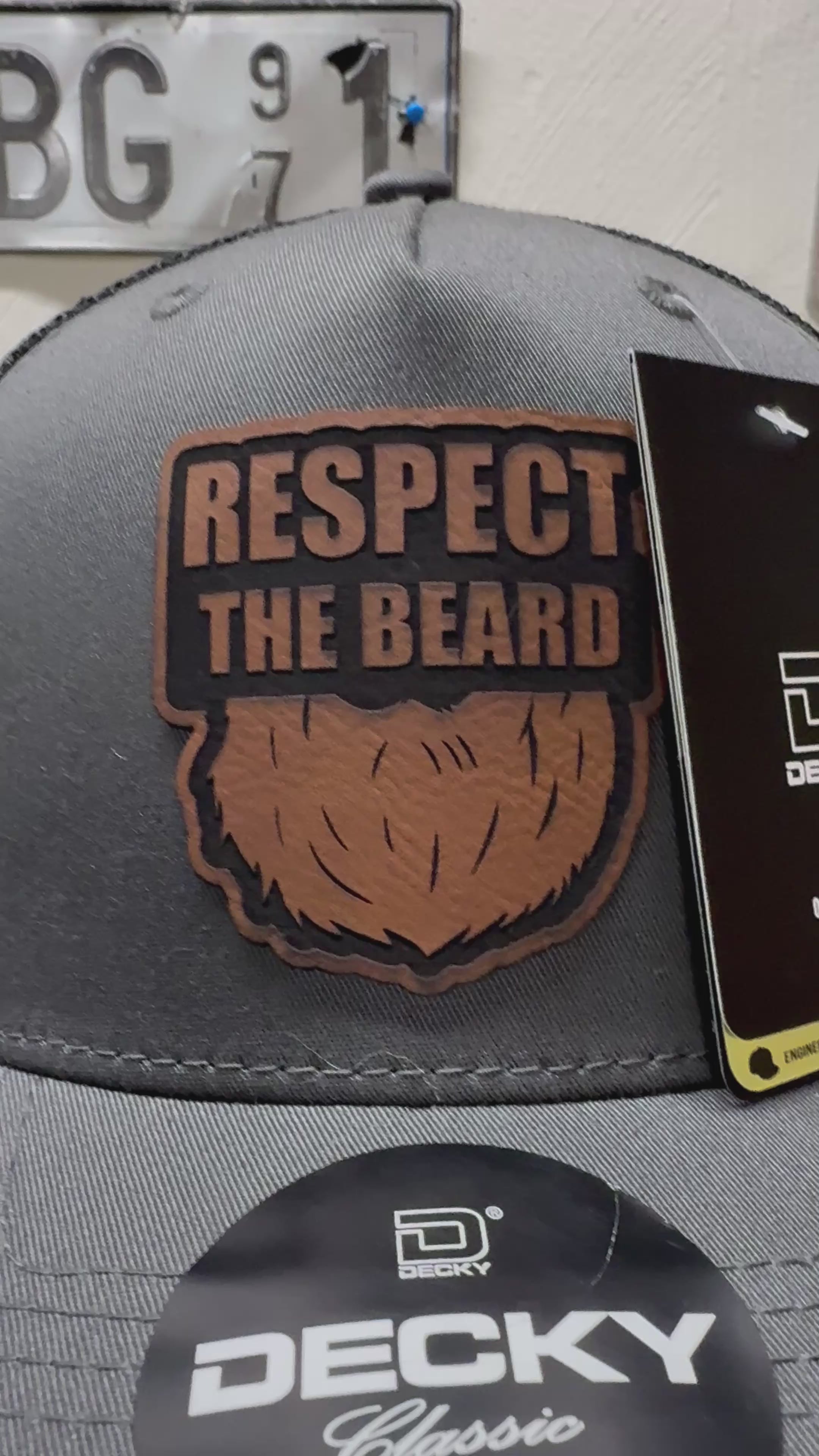 Respect The Beard Leather Patch Hat - Fun Trucker Hat