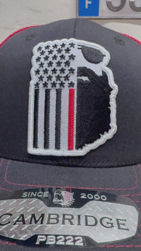 Bearded Fireman Trucker Hat - American Beard Flag With Red Stripe