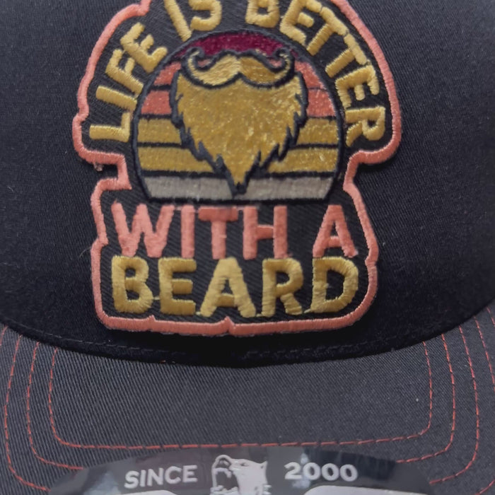 Video of Live Is Better With A Beard, Funny Trucker Hats For Mens Snap Back Cap