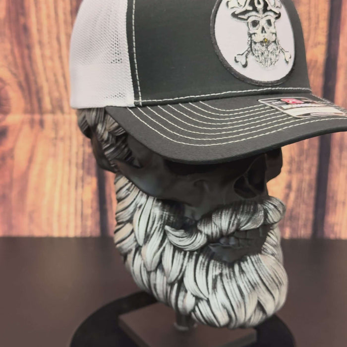 Bearded Skull Pirate And Crossbones Trucker Hat