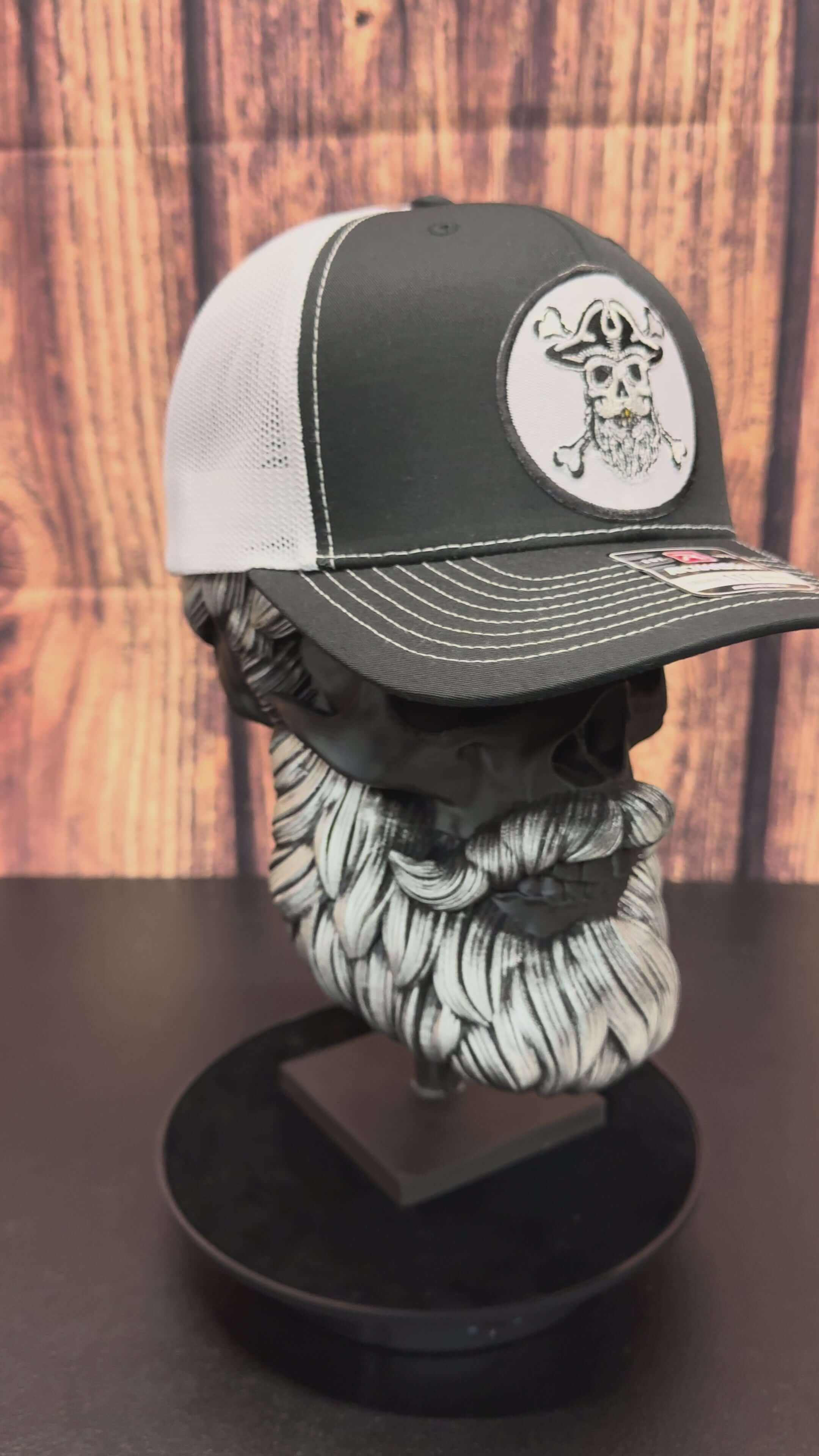 Bearded Skull Pirate And Crossbones Trucker Hat