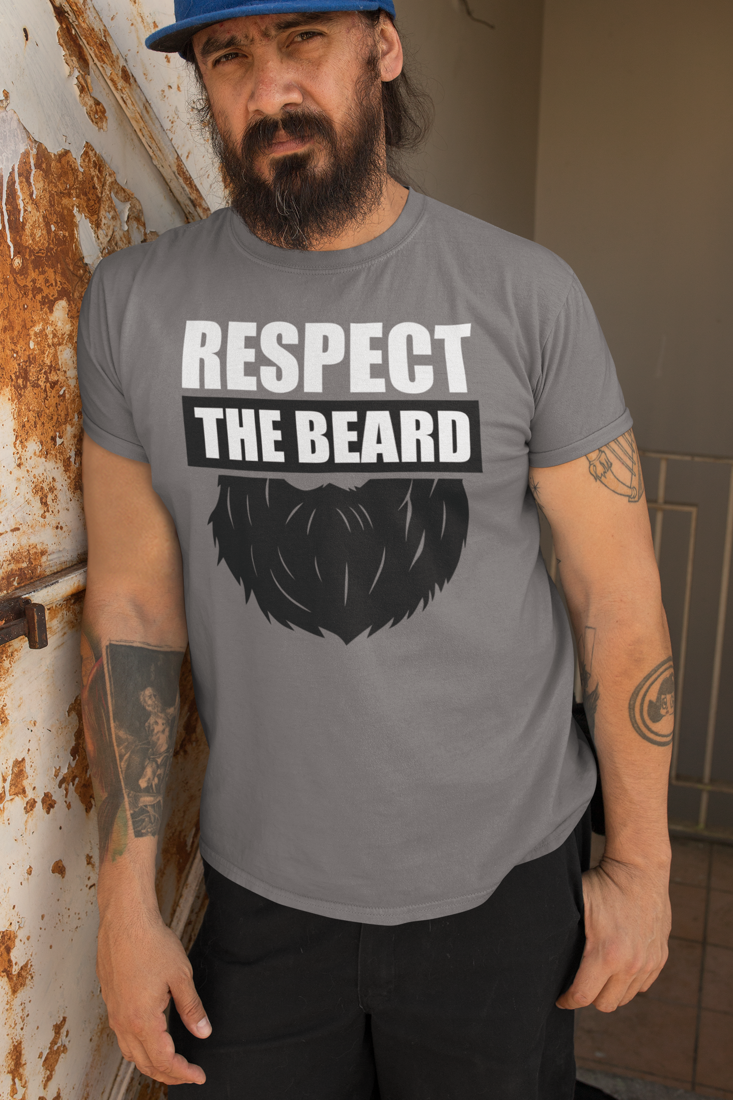 Respect the Beard Bold Graphic Bearded T-Shirt Tribute to Masculine Identity
