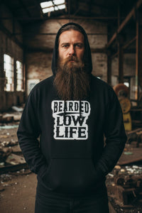 Bearded Low Life Graphic Hoodie Design Vintage Style for Beard Lovers